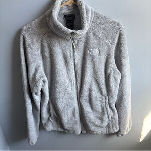 The North Face Gray Teddy Jacket Full-Zip High Collar